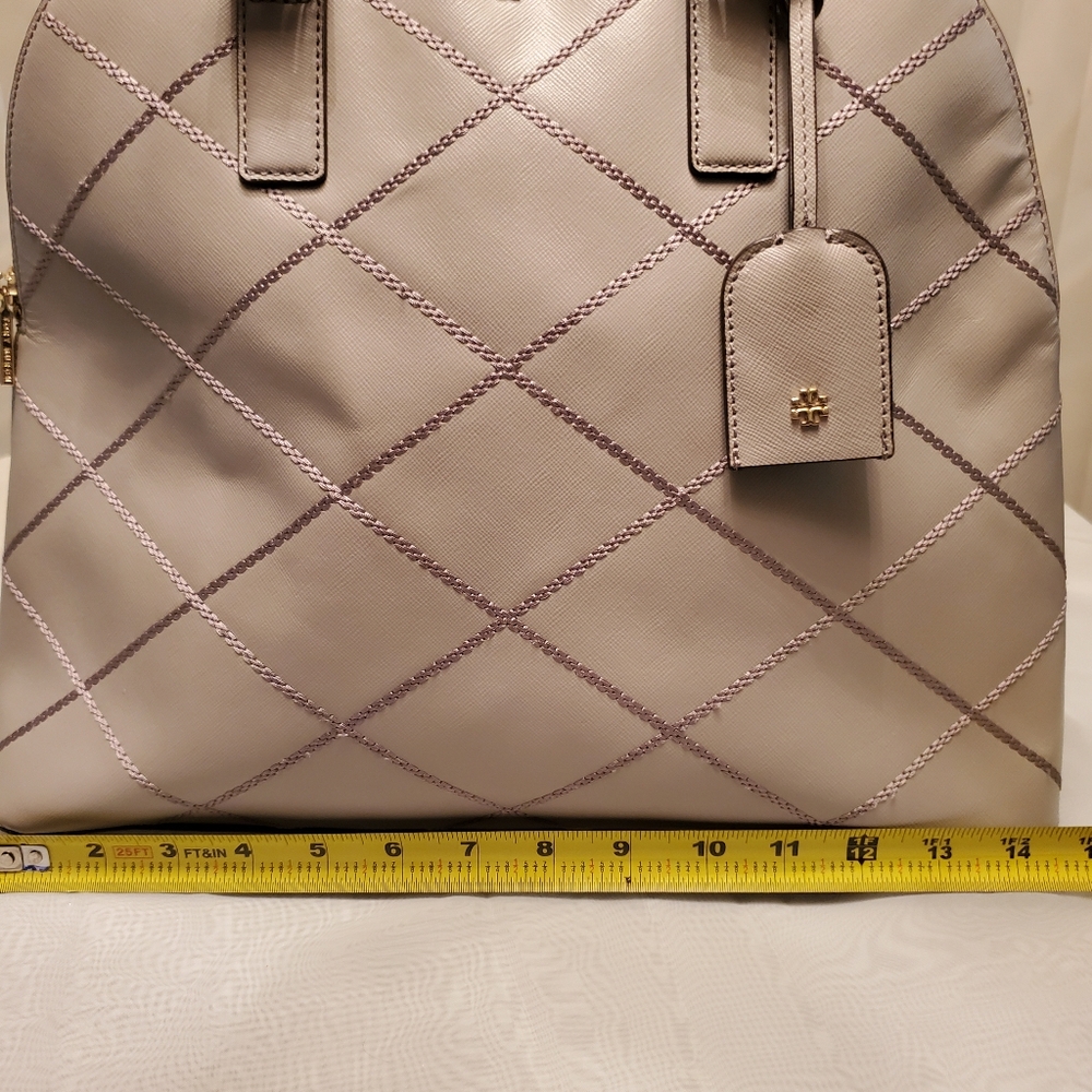 ☑️TORY BURCH GRAY ROBINSON DOME SATCHEL GORGEOUS EUC - Picture 11 of 13